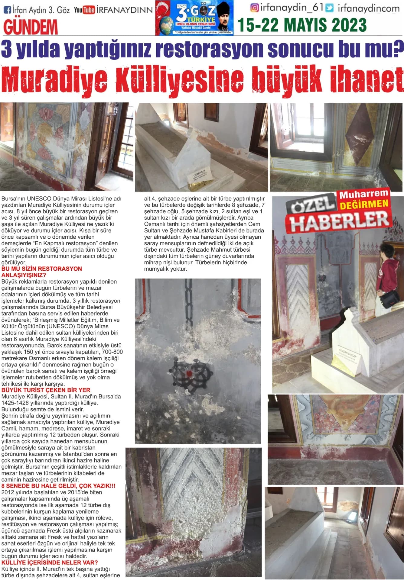 Muradiye Külliyesine büyük ihanet