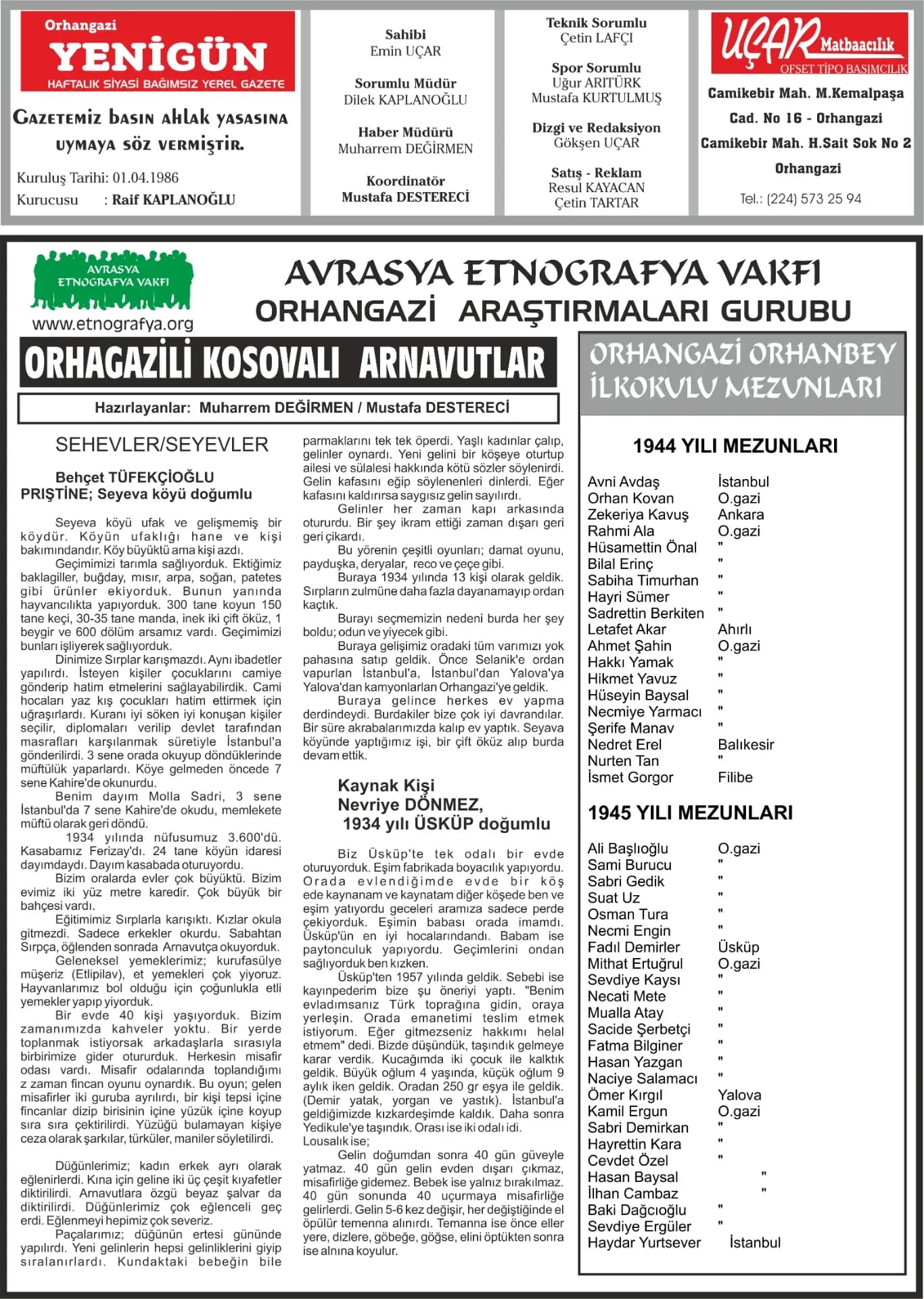 ORHAGAZİLİ KOSOVALI  ARNAVUTLAR